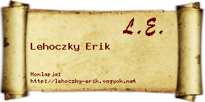 Lehoczky Erik névjegykártya